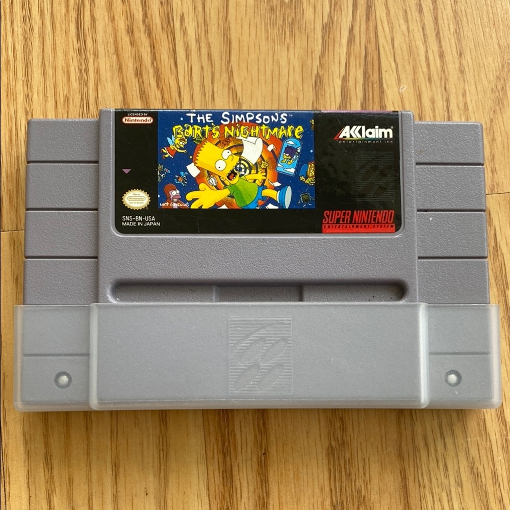 Nintendo Gray Super Nintendo Cartridge The Simpsons Game